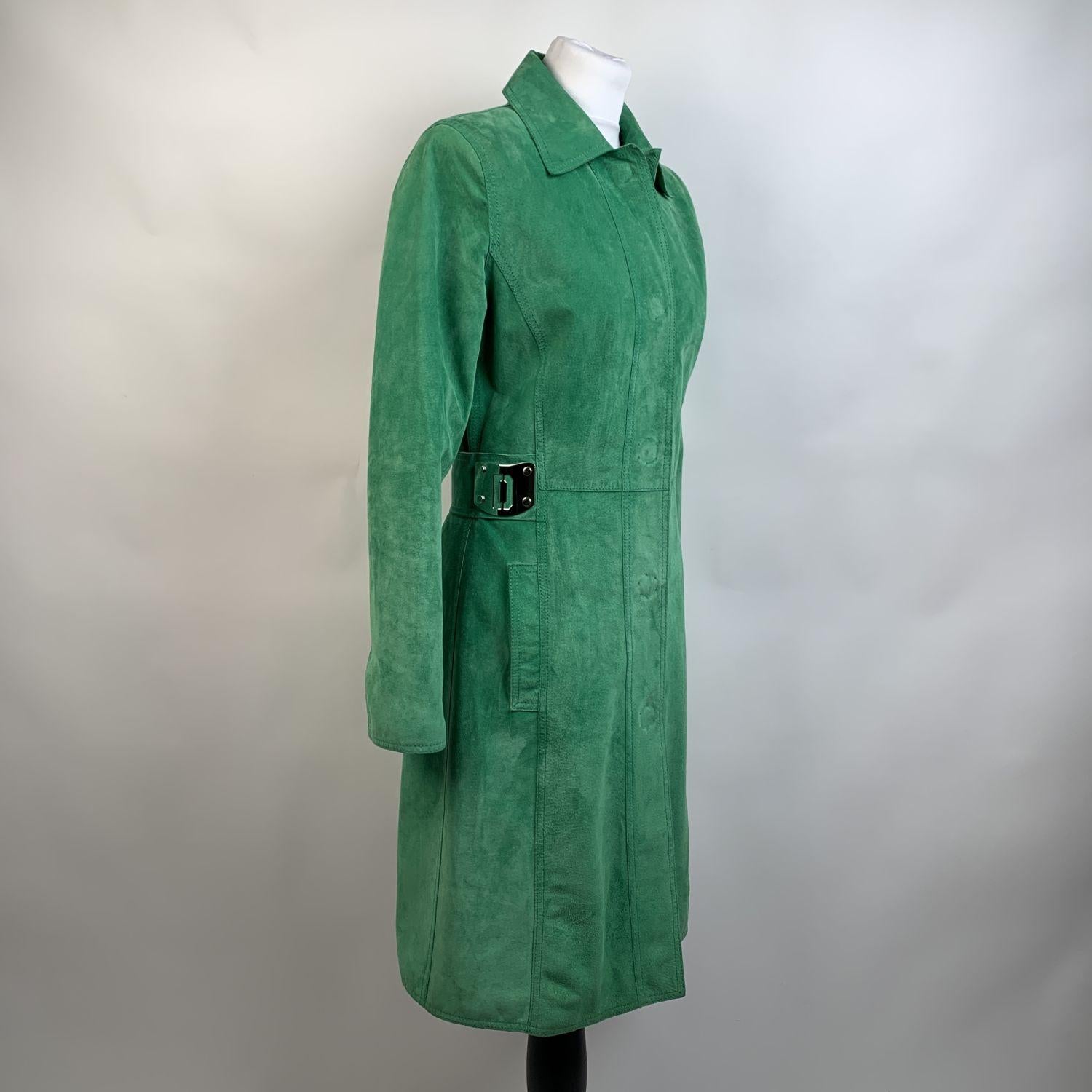 Dolce & Gabbana Green Suede Mid Lenght Coat Size 40 IT In Good Condition In Rome, Rome