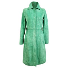 Dolce & Gabbana Green Suede Mid Lenght Coat Size 40 IT