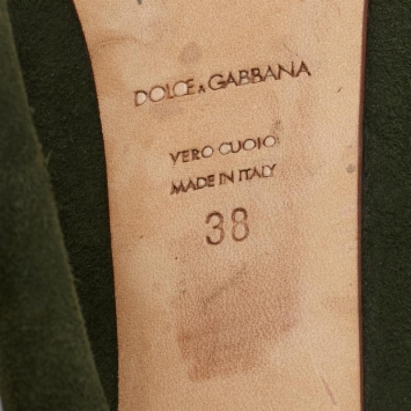 Dolce & Gabbana, pompe con plateau in pelle scamosciata verde taglia 38 in vendita 3