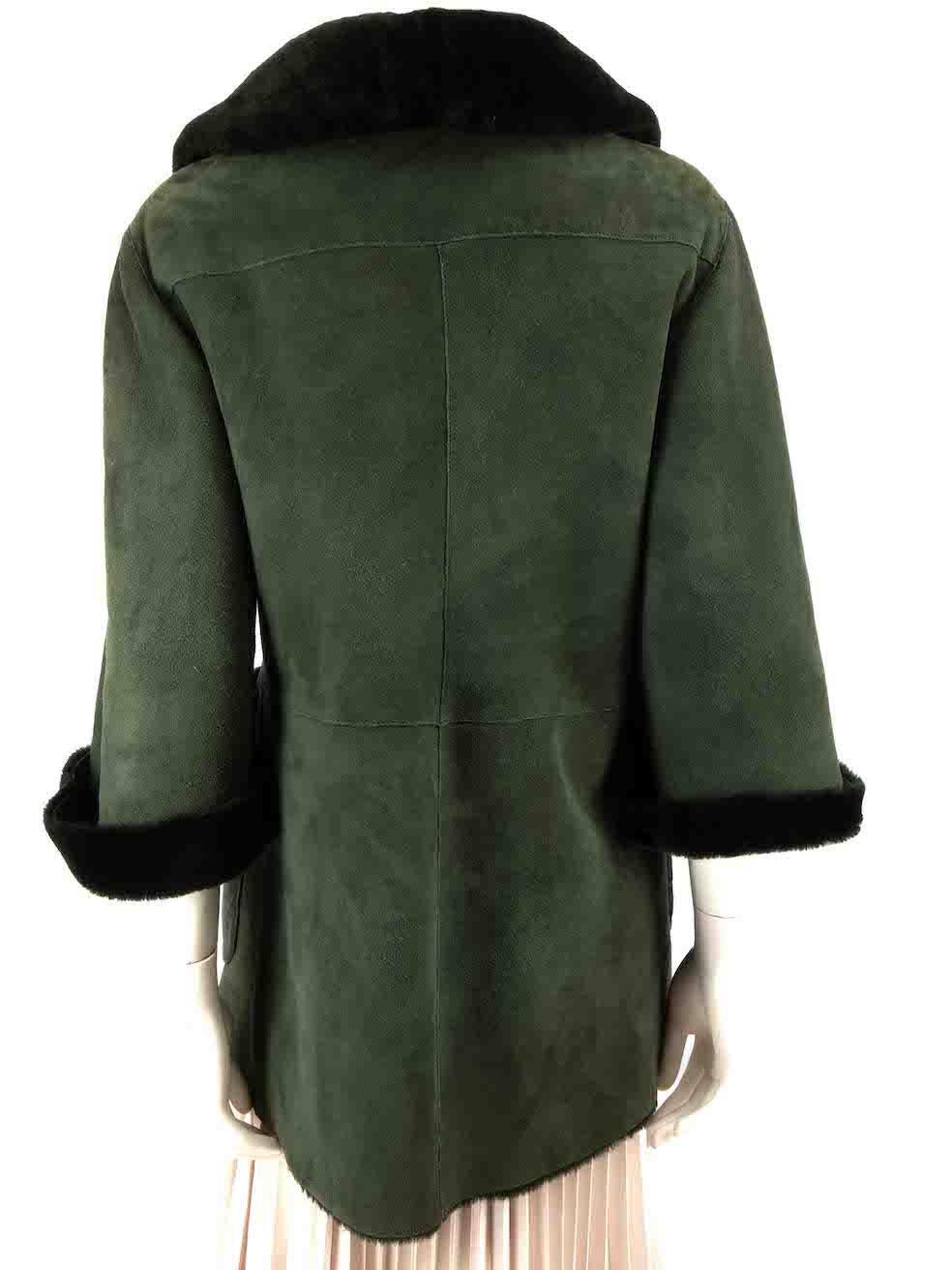 Dolce & Gabbana Green Suede Shearling Coat Size S In Good Condition For Sale In London, GB