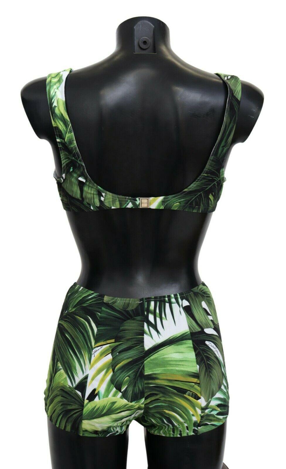 Black Dolce & Gabbana Green Tropical Jungle Bamboo Swimsuit Swimwear Bikini Beachwear For Sale
