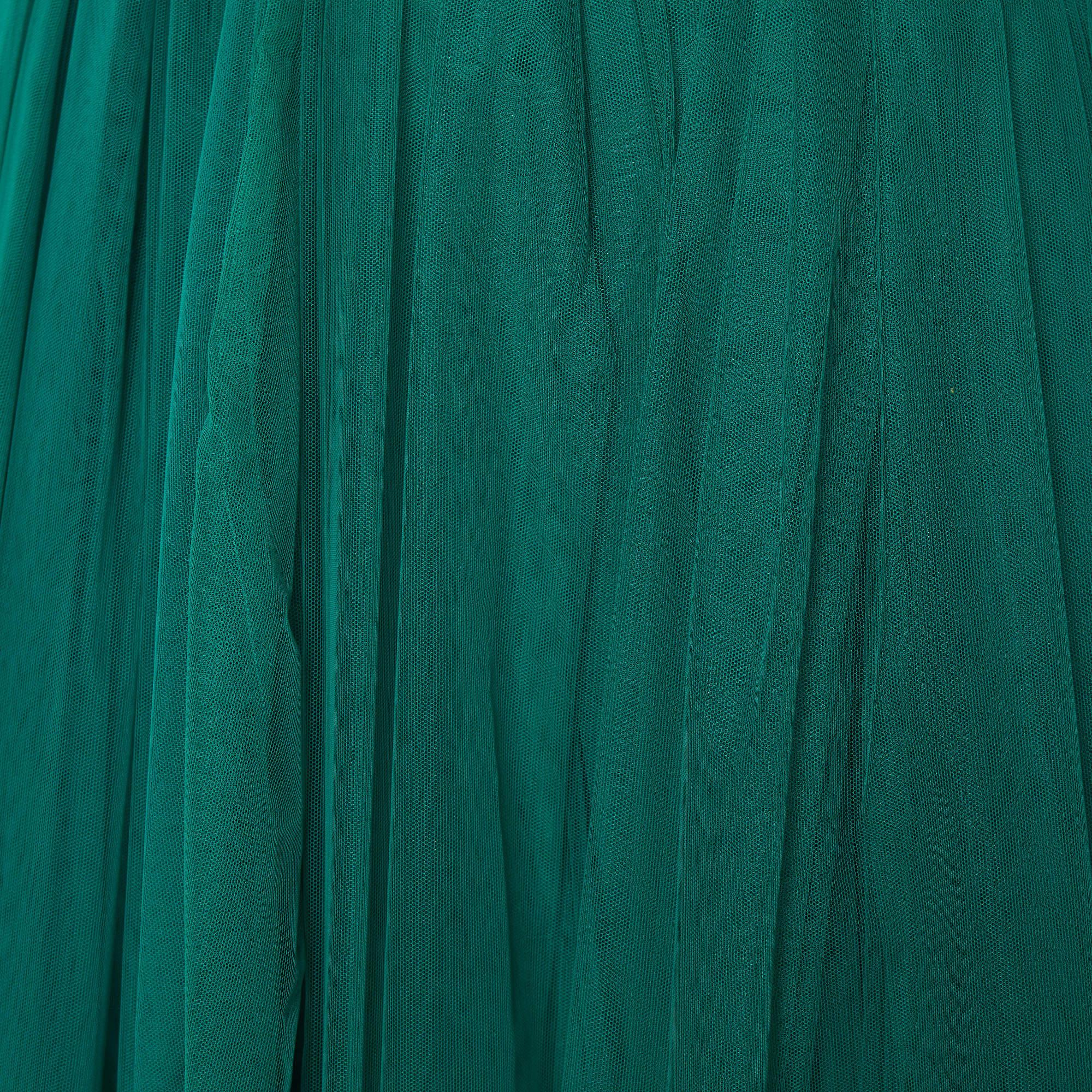 Dolce & Gabbana Green Tulle Midi Skirt S In Excellent Condition In Dubai, Al Qouz 2