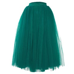 Dolce & Gabbana Green Tulle Midi Skirt S