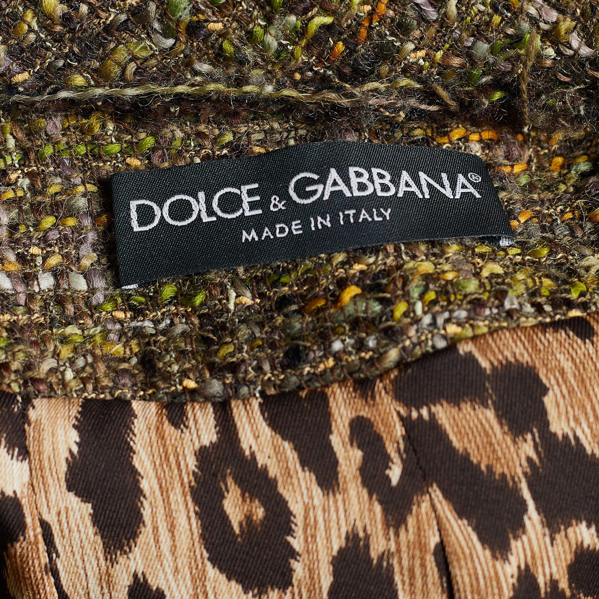 Women's Dolce & Gabbana Green Tweed Lace Applique Coat M