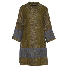 Dolce & Gabbana Green Tweed Lace Applique Coat M