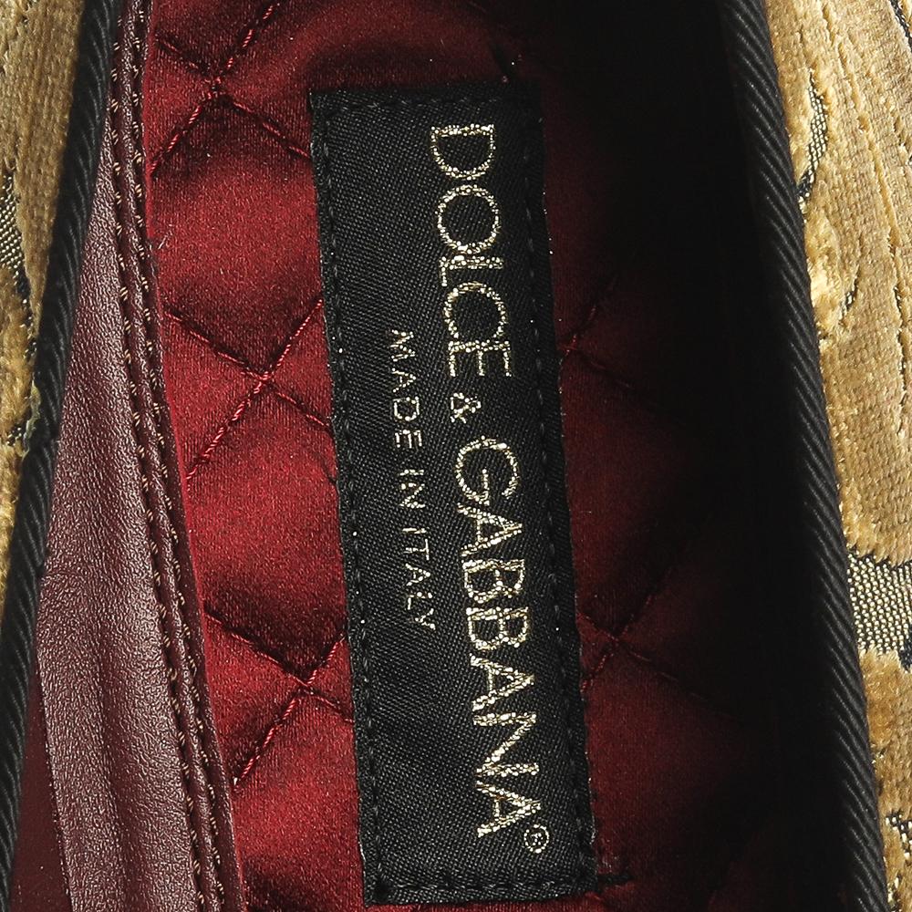 De las mujeres Dolce & Gabbana Zapatillas de fumar de brocado de terciopelo verde talla 44
