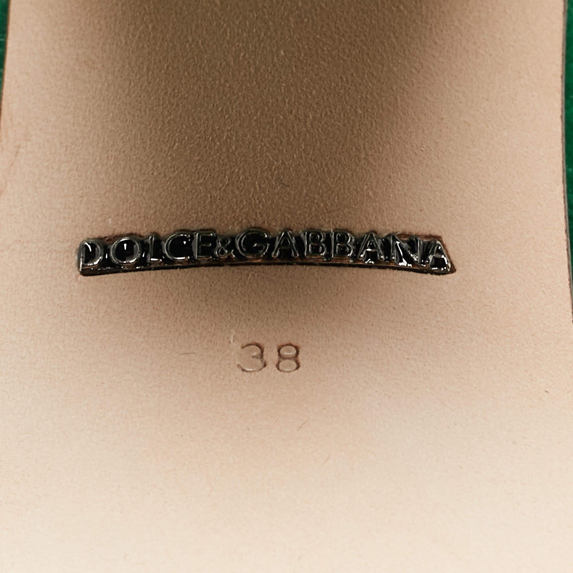 Dolce & Gabbana Green Velvet Keira Platform Ankle Wrap Sandals Size 38 3