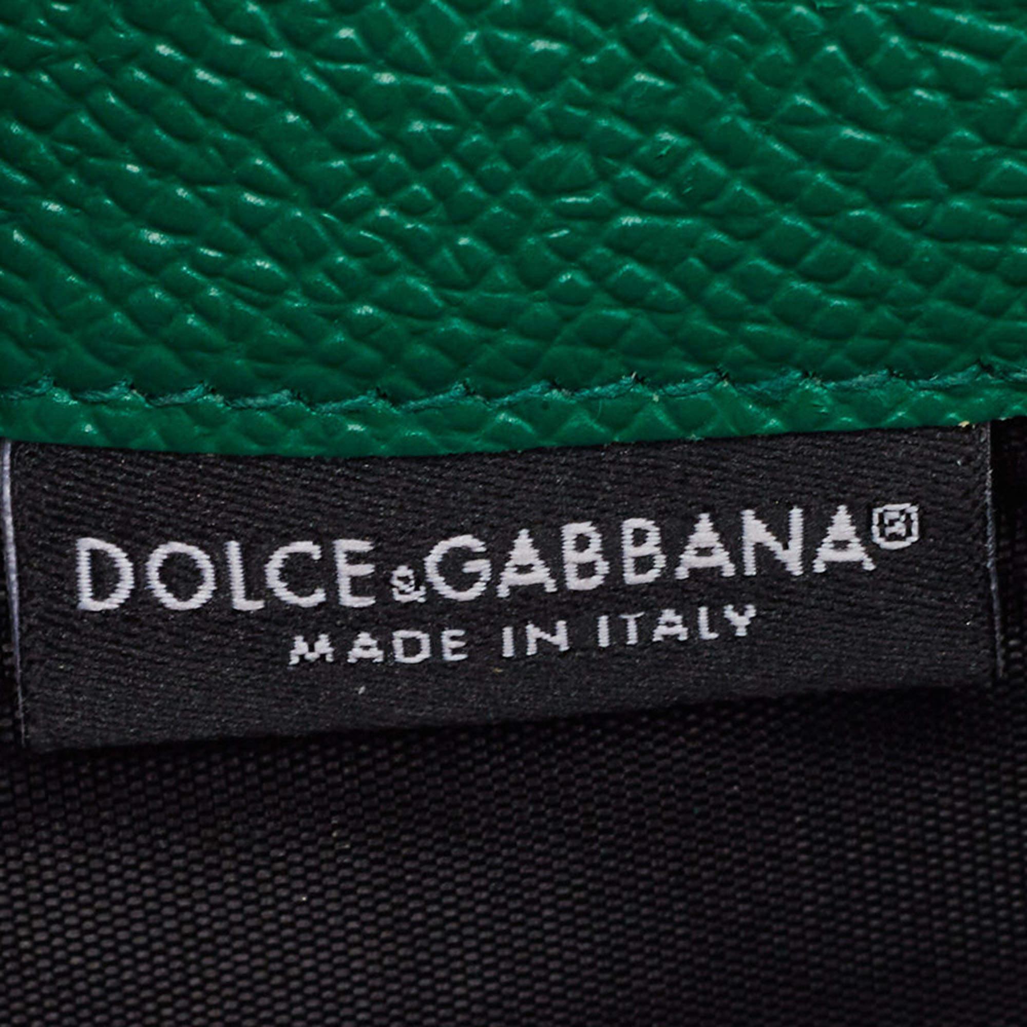 Dolce & Gabbana Green/White Printed Leather Miss Sicily Von Wallet on Chain 7