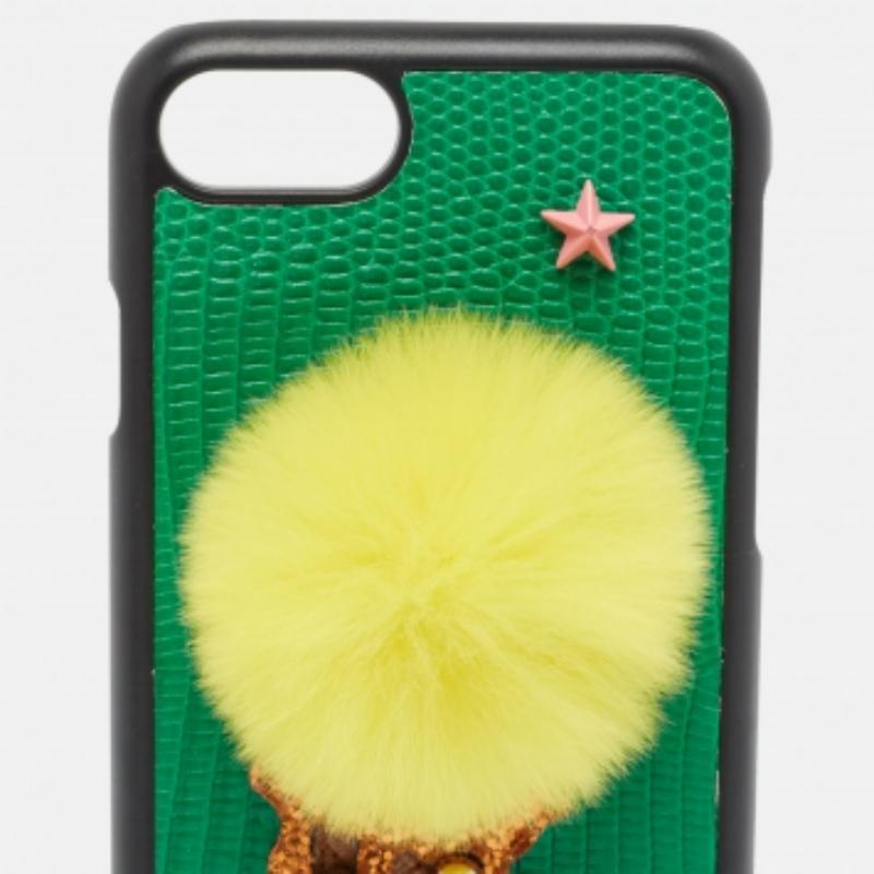 Funda iPhone 7 Dolce & Gabbana de piel estampada lagarto verde/amarillo Azul en venta