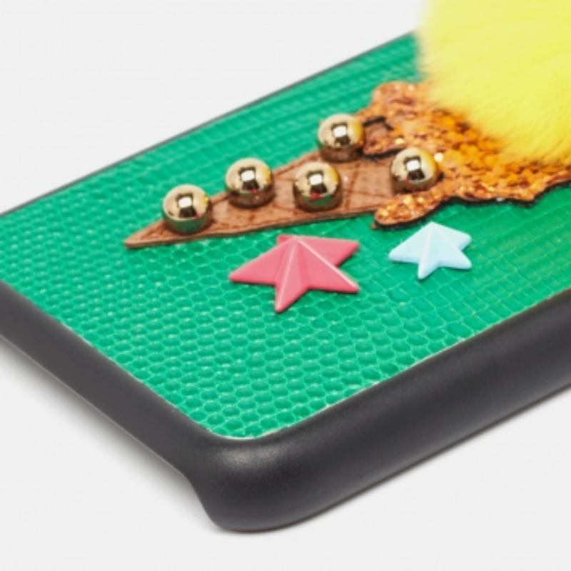 Funda iPhone 7 Dolce & Gabbana de piel estampada lagarto verde/amarillo en venta 2