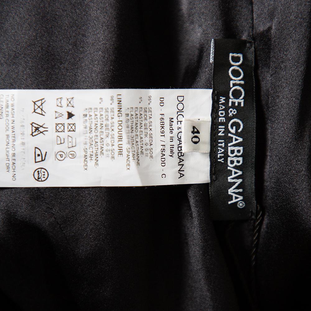 Black Dolce & Gabbana Grey Animal Printed Ruched Midi Dress M
