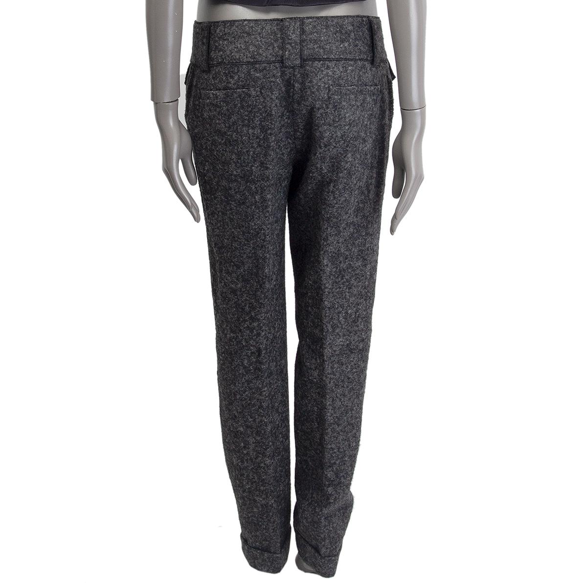 DOLCE & GABBANA grey & black alpaca FLAP POCKET TAPERED Pants 42 M In Excellent Condition For Sale In Zürich, CH