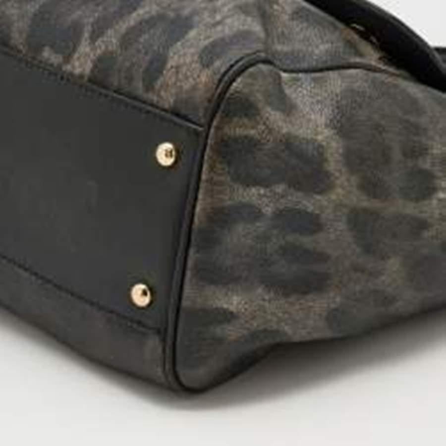 Dolce & Gabbana Grey/Black Leopard Print Coated Large Miss Sicily Top Handle Bag 7