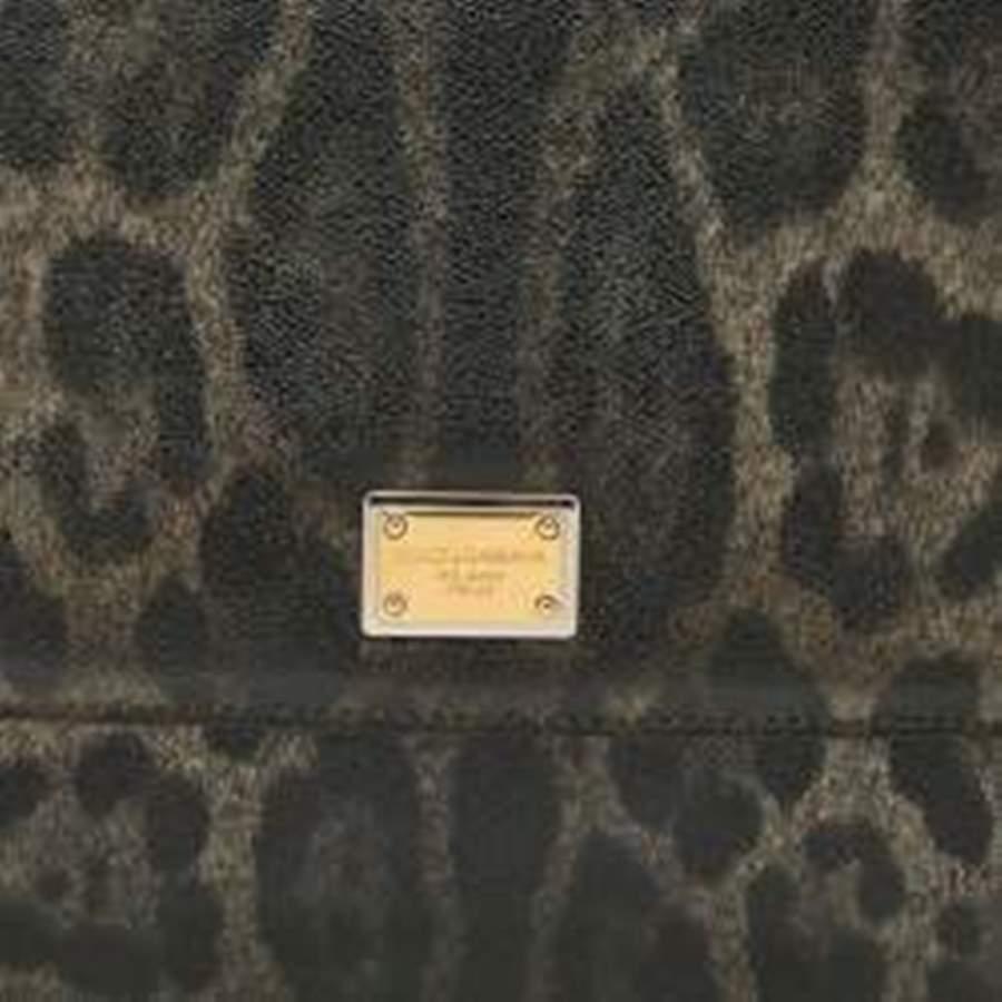 Dolce & Gabbana Grey/Black Leopard Print Coated Large Miss Sicily Top Handle Bag 4