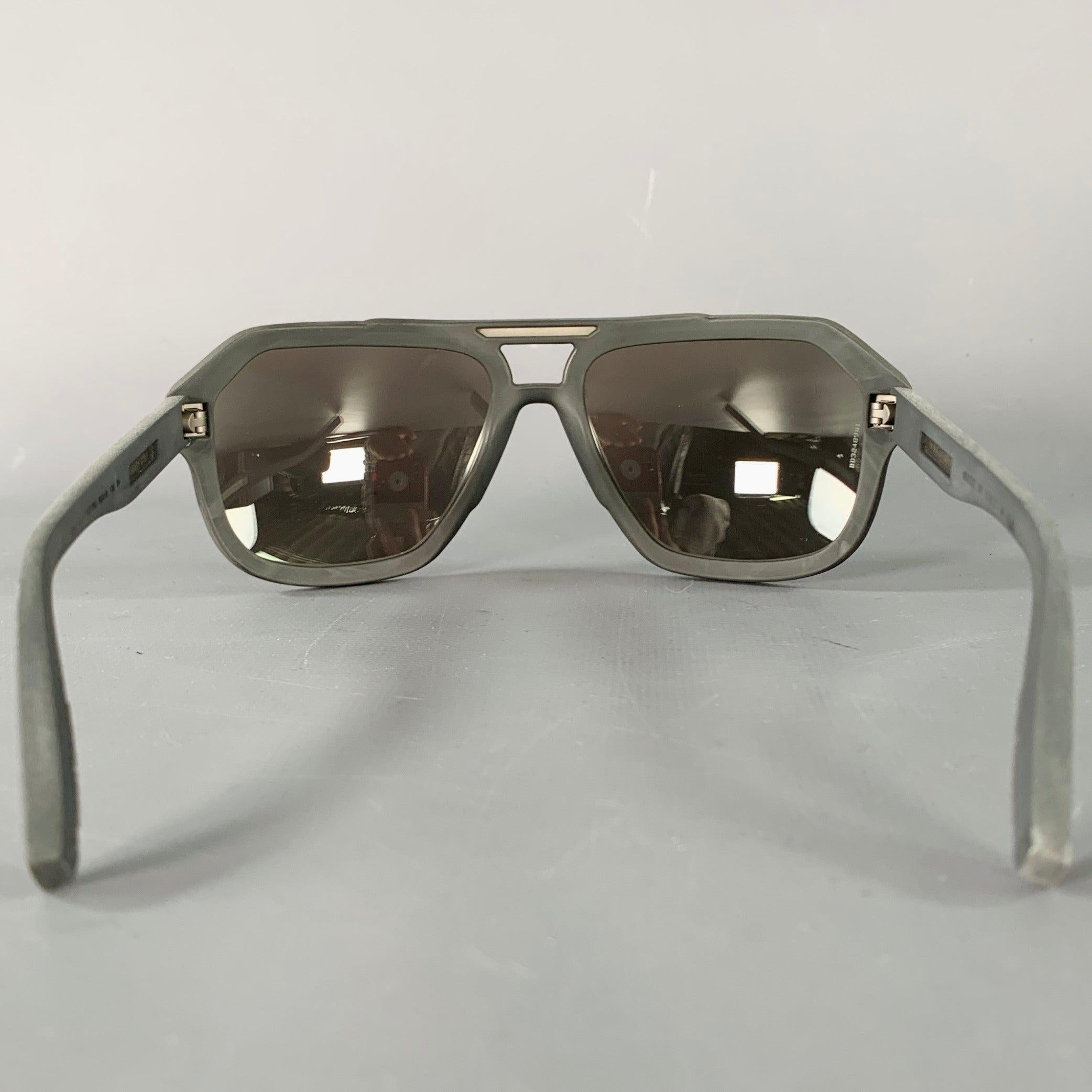Gray DOLCE & GABBANA Grey Charcoal Rubber Mirrored Lenses Aviator Sunglasses
