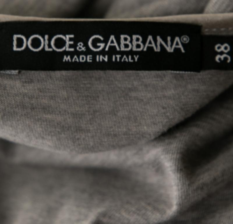 Dolce & Gabbana Top asymétrique fendu en coton gris S Bon état - En vente à Dubai, Al Qouz 2