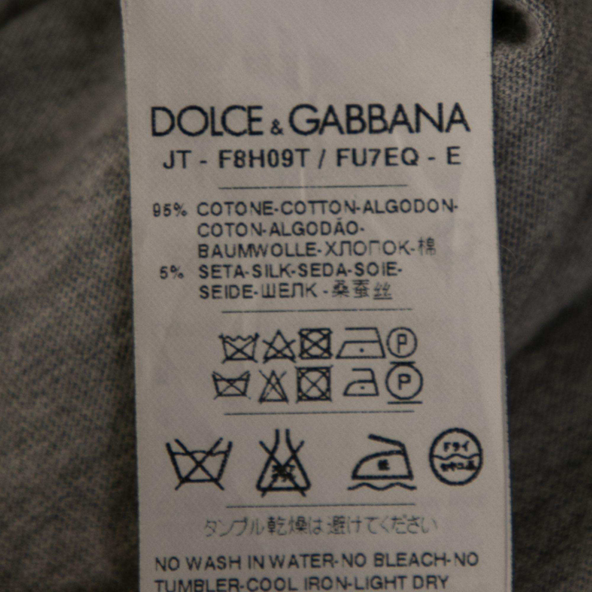Dolce & Gabbana Grey Cotton Asymmetrical Slit Top S In Good Condition For Sale In Dubai, Al Qouz 2
