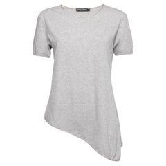 Dolce & Gabbana Top asymétrique fendu en coton gris S