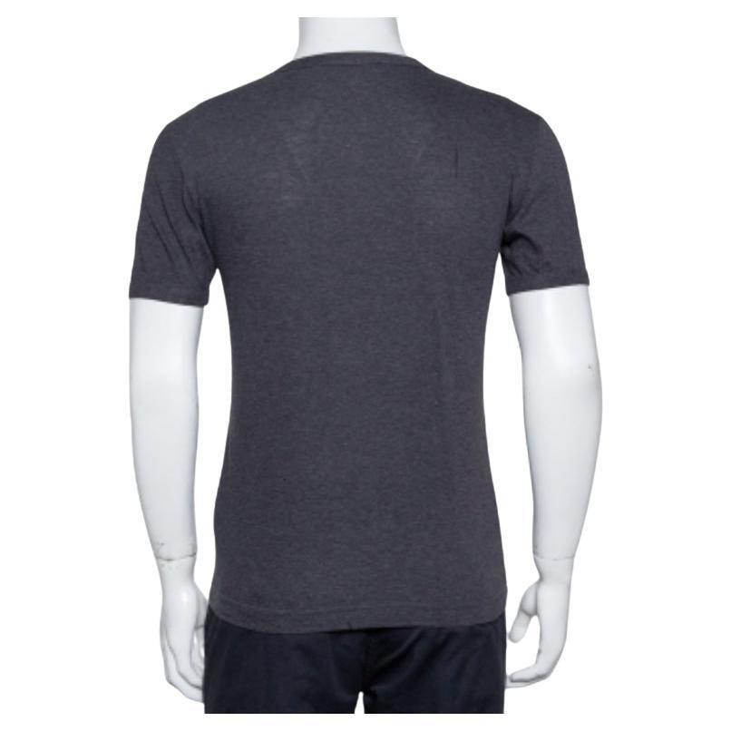 Black Dolce & Gabbana Grey Cotton Crown & Bee Patch T Shirt XS For Sale