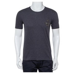 Dolce & Gabbana Grey Cotton Crown & Bee Patch T Shirt XS