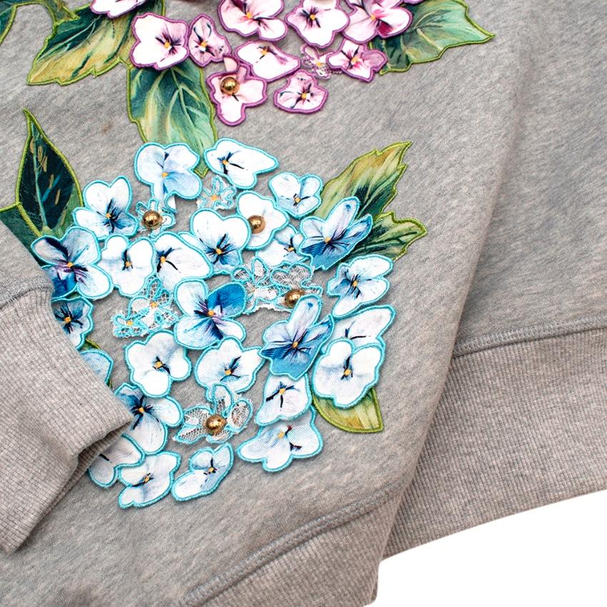 da uomo o donna Dolce & Gabbana - Maglione in cotone grigio con ortensie applicate - Taglia US2
