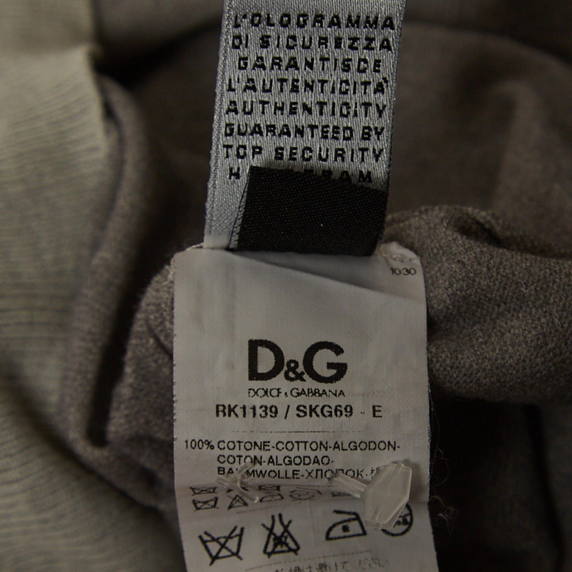 Dolce & Gabbana Grey Cotton Knit Buttoned Cardigan M For Sale 1