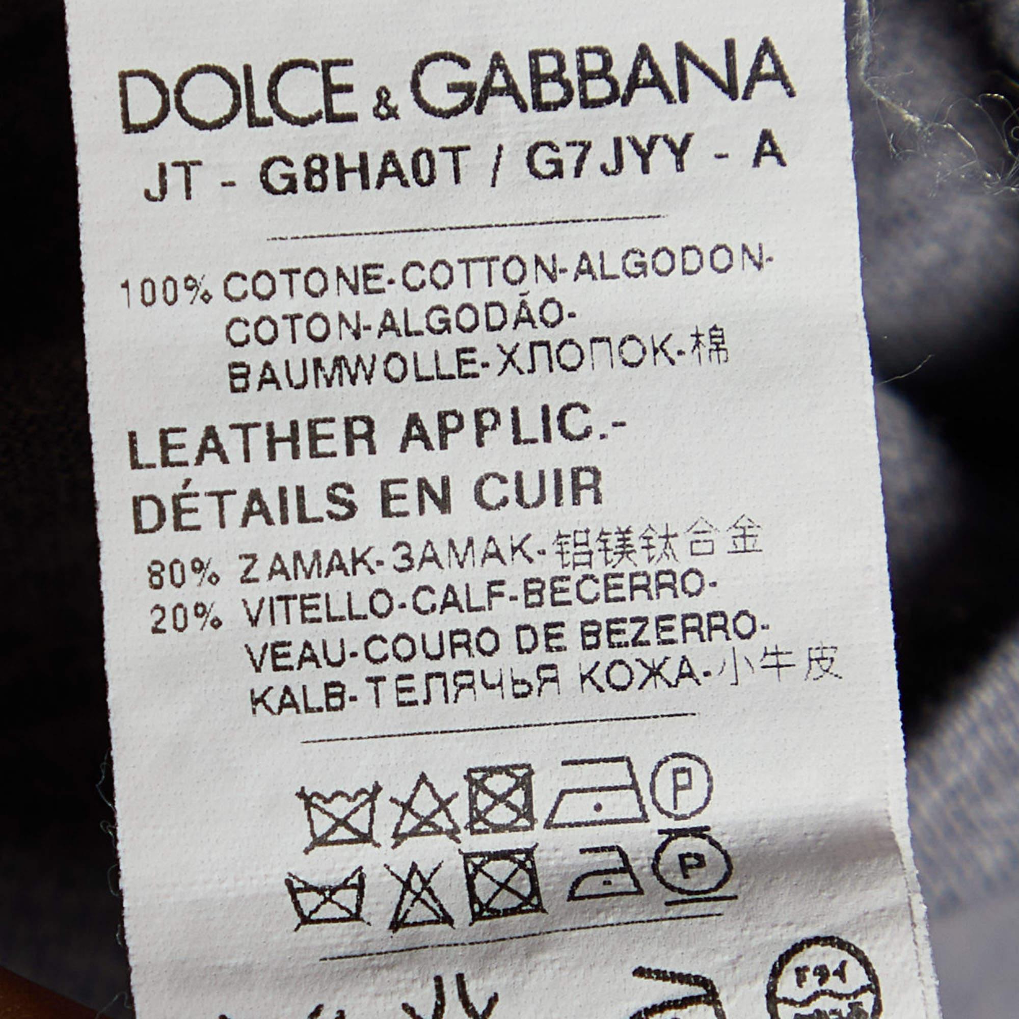 Men's Dolce & Gabbana Grey Cotton Knit V-Neck T-Shirt 4XL