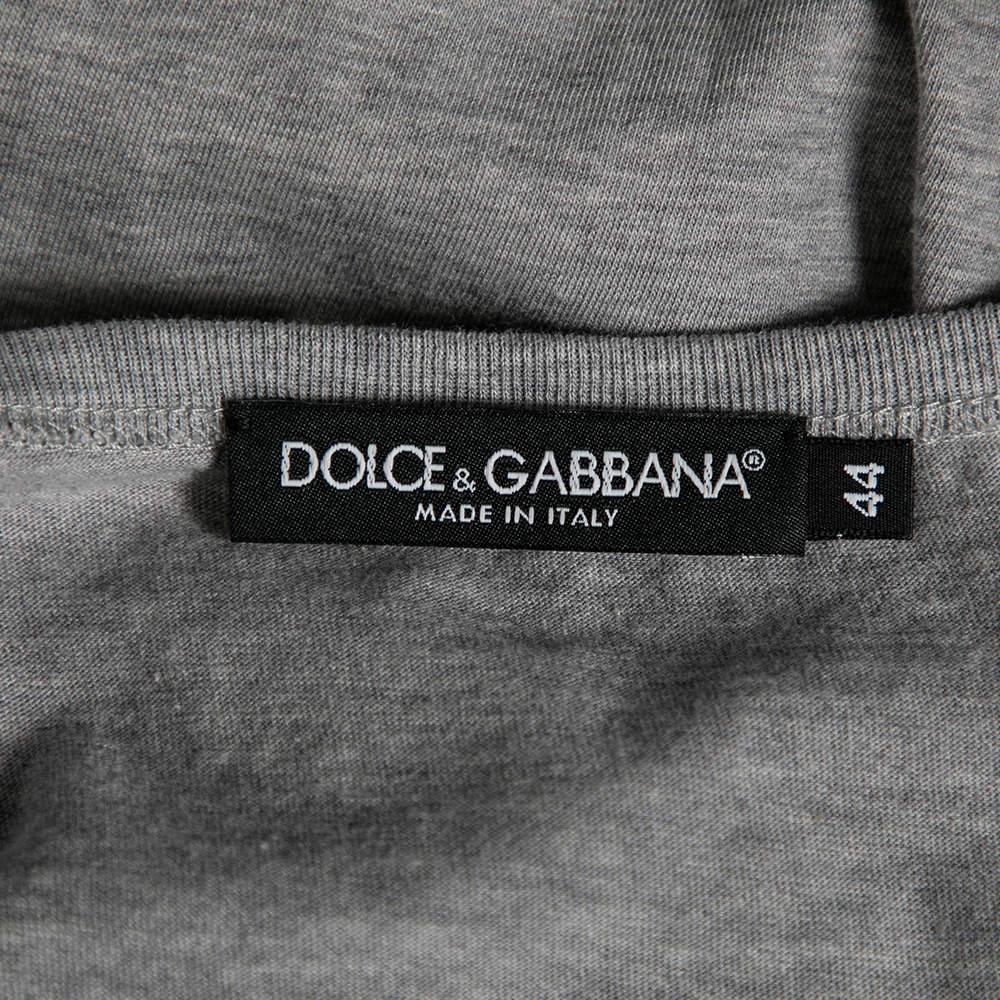 Dolce & Gabbana Grey Cotton Logo Printed Crewneck Tank Top M For Sale 6