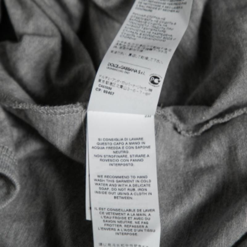Gray Dolce & Gabbana Grey Cotton Logo Printed Crewneck Tank Top M For Sale