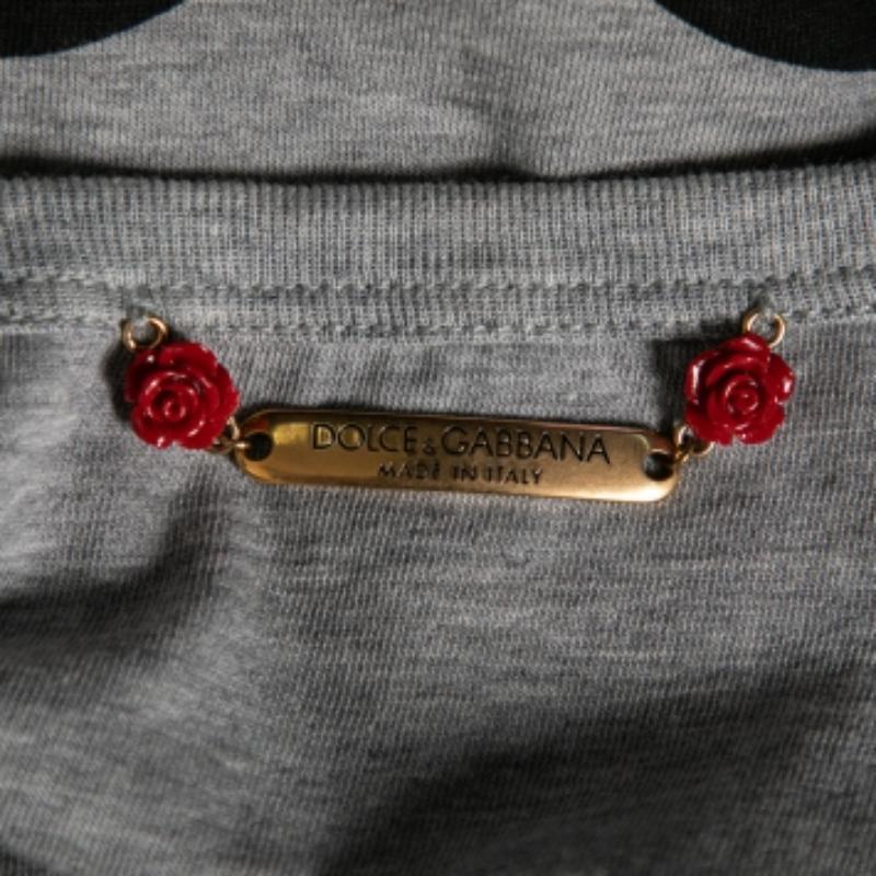 Women's Dolce & Gabbana Grey Cotton Logo Printed Crewneck Tank Top M For Sale