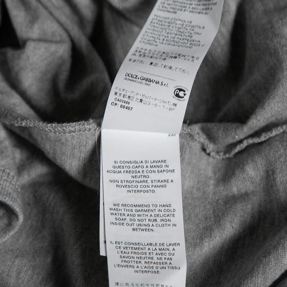 Dolce & Gabbana débardeur à col bénitier imprimé logo en coton gris M en vente 1