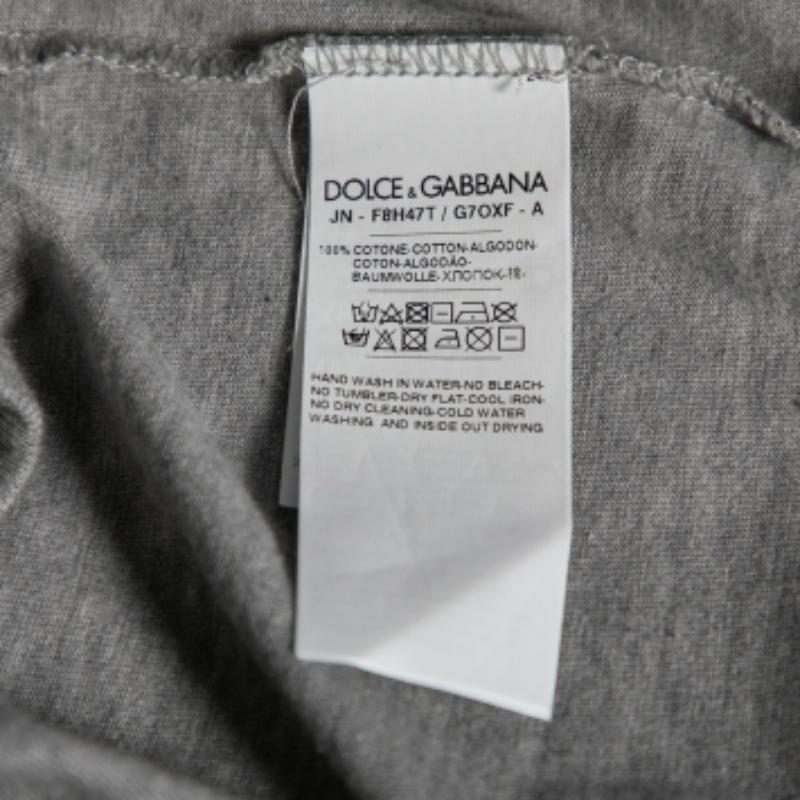 Dolce & Gabbana Grey Cotton Logo Printed Crewneck Tank Top M For Sale 1