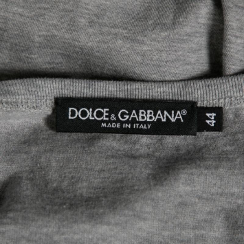 Dolce & Gabbana Grey Cotton Logo Printed Crewneck Tank Top M For Sale 3