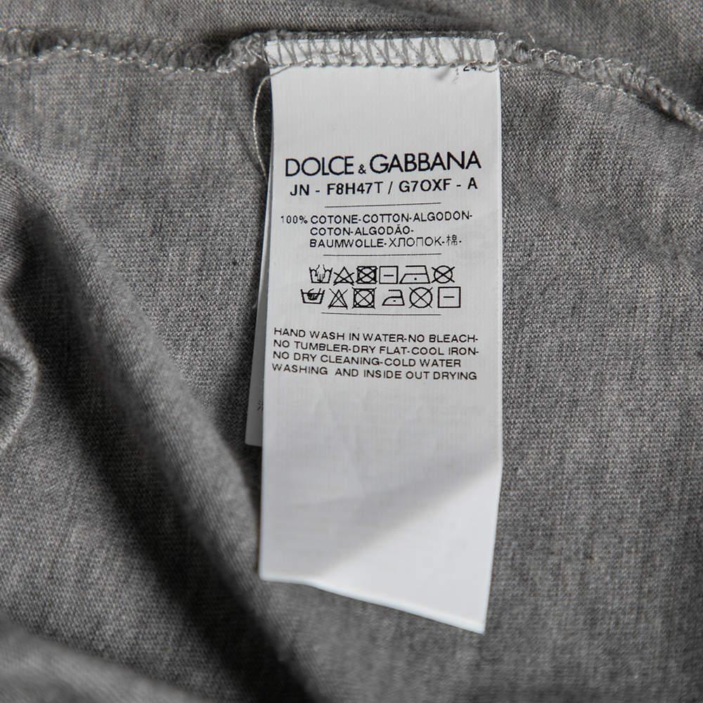 Dolce & Gabbana Grey Cotton Logo Printed Crewneck Tank Top M For Sale 4