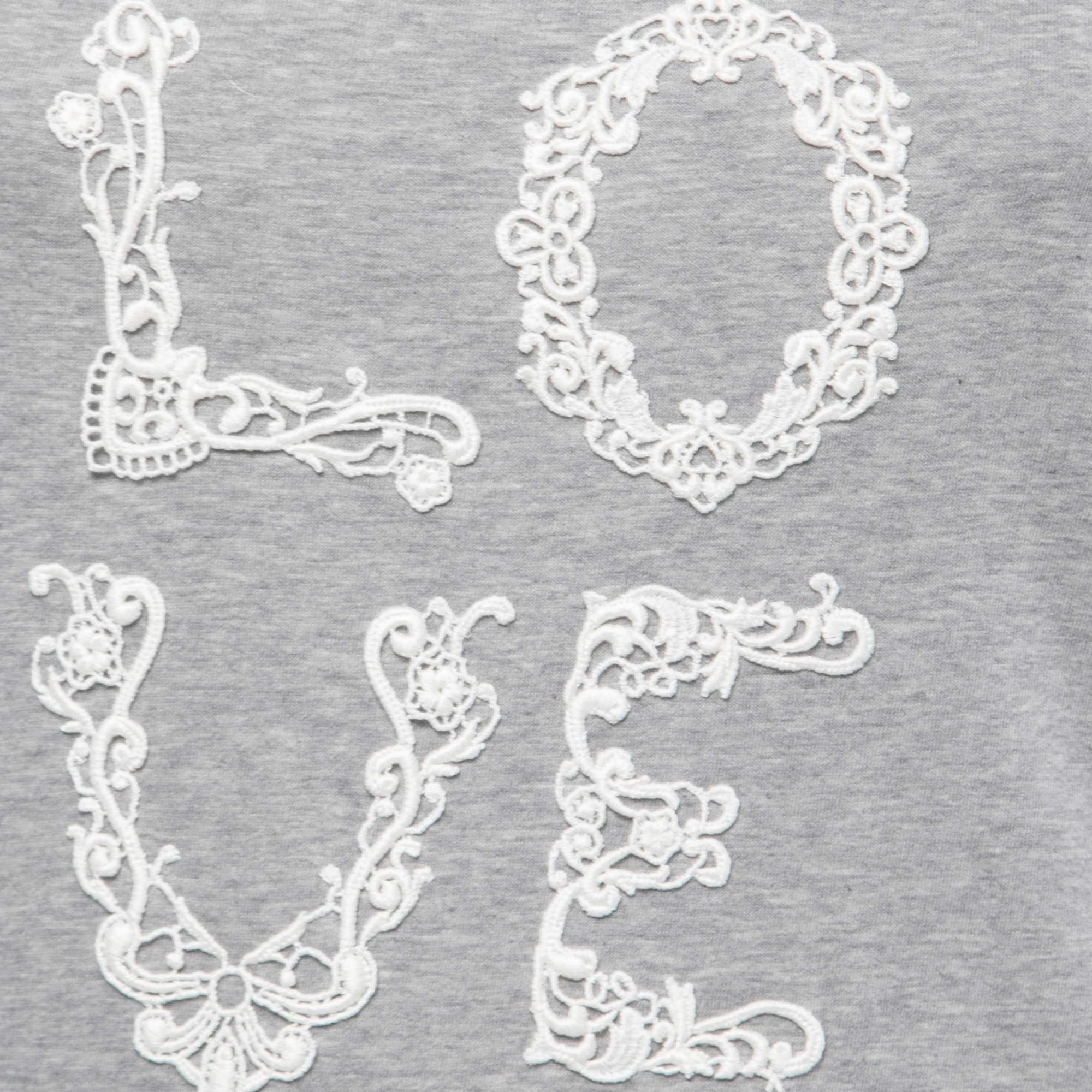 Dolce & Gabbana débardeur en coton gris LOVE Lace Patterned S Bon état - En vente à Dubai, Al Qouz 2
