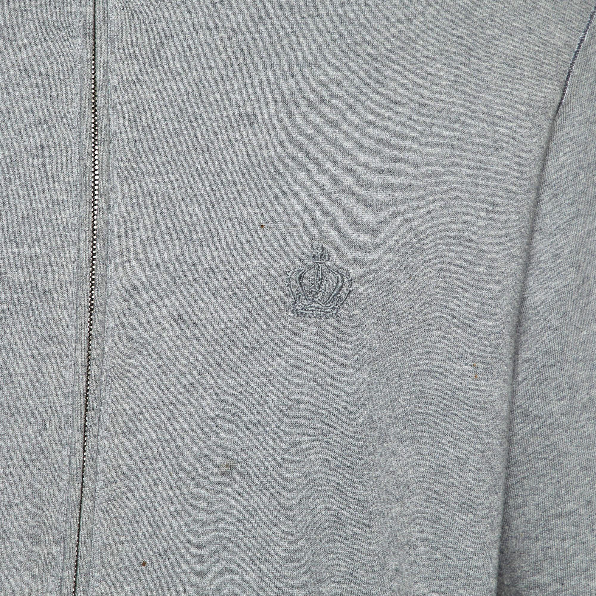Dolce & Gabbana Chaqueta gris de algodón con cremallera M Gris en venta