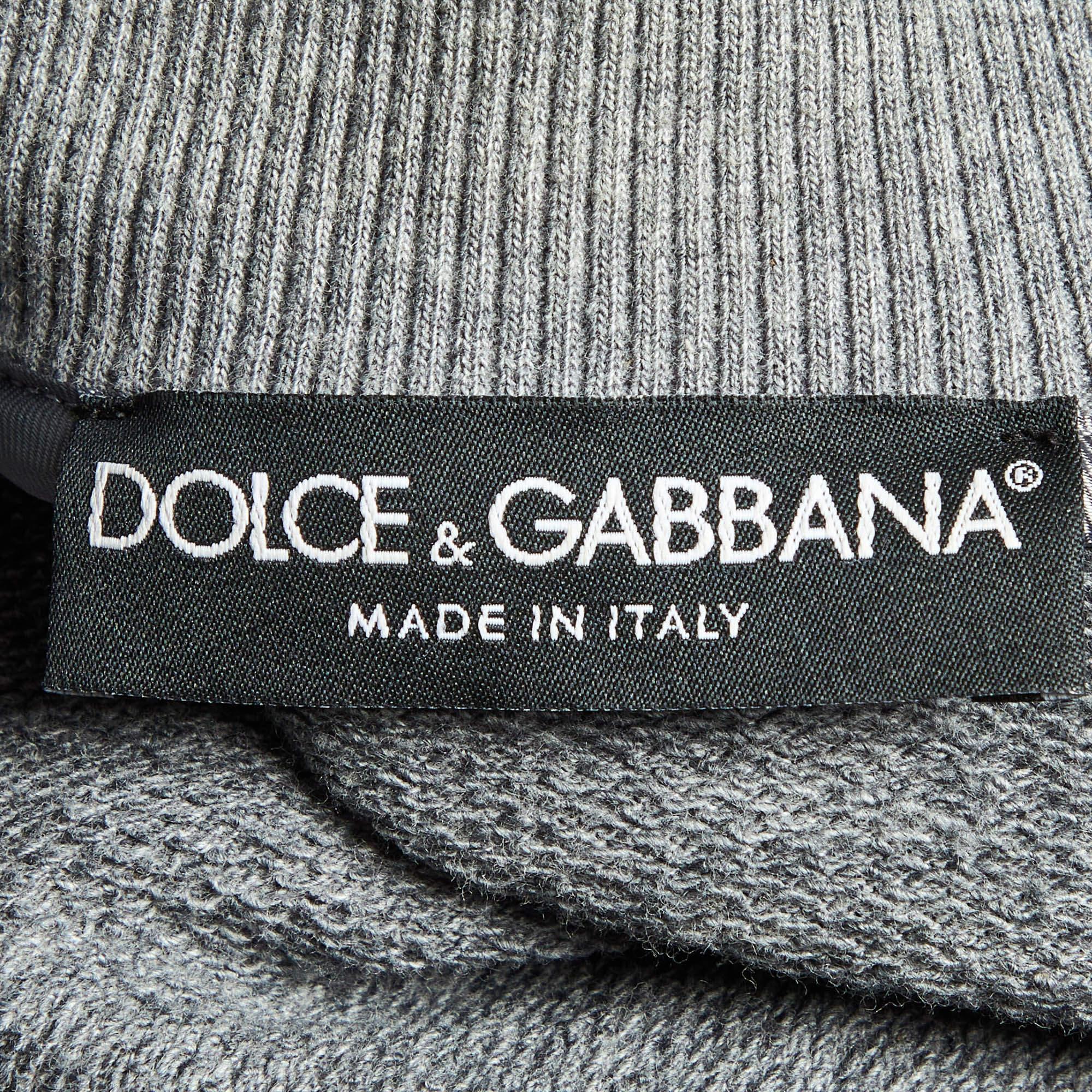De los hombres Dolce & Gabbana Chaqueta gris de algodón con cremallera M en venta