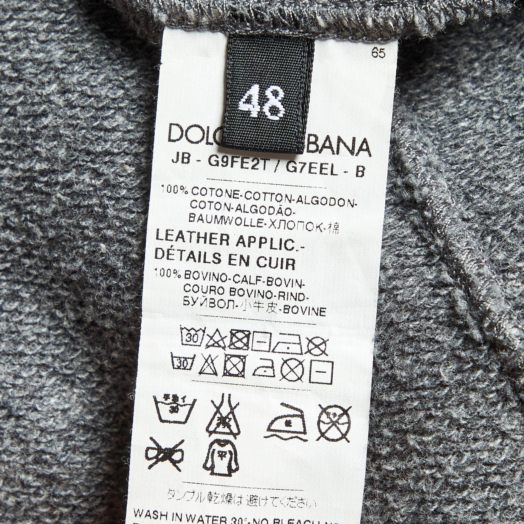 Dolce & Gabbana Chaqueta gris de algodón con cremallera M en venta 1