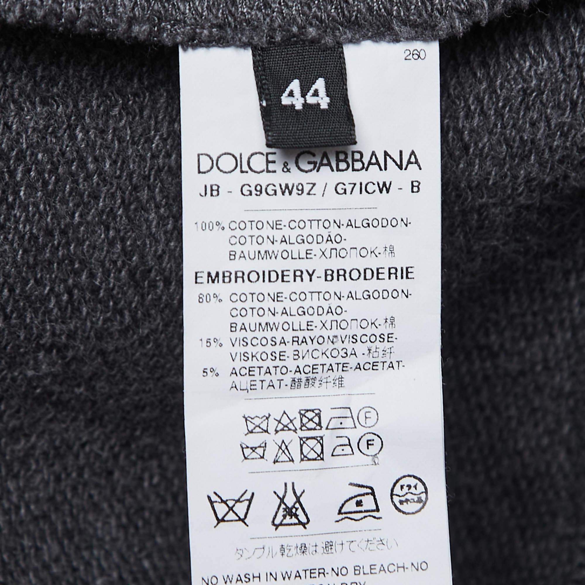 Men's Dolce & Gabbana Grey Cowboy Patch Cotton Hoodie XS For Sale