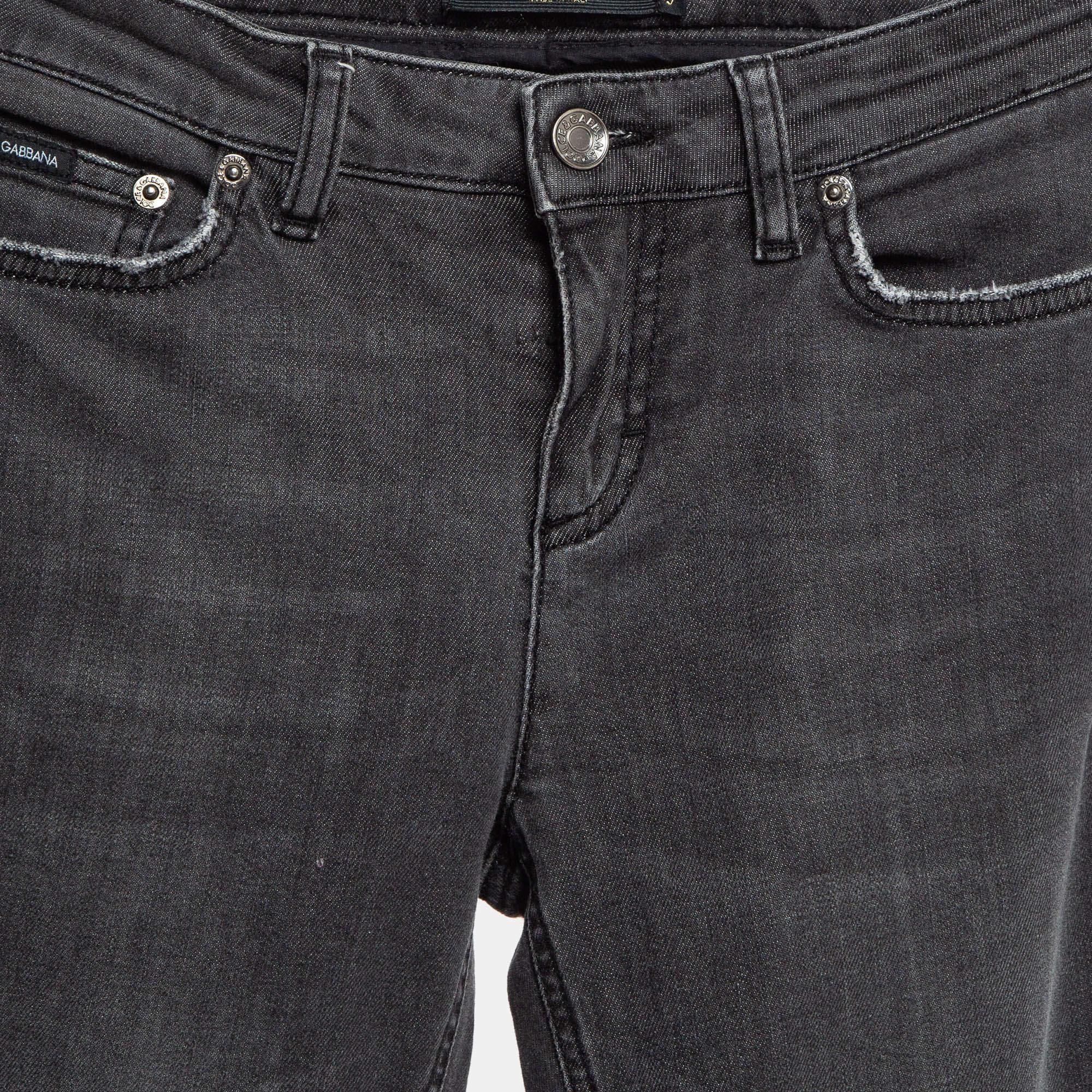 Nero Dolce & Gabbana Jeans in denim grigio invecchiato S Vita 26 in vendita