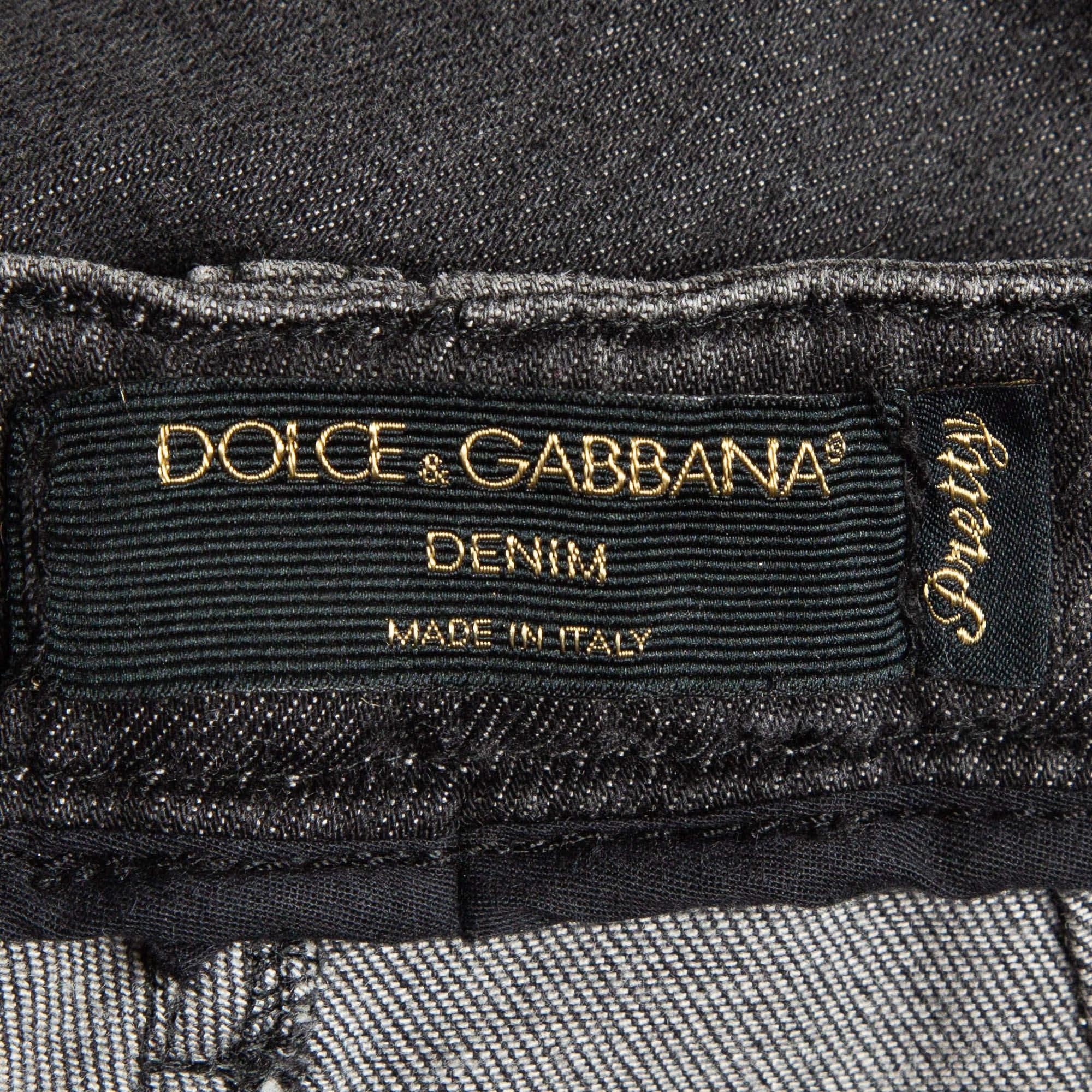 Donna Dolce & Gabbana Jeans in denim grigio invecchiato S Vita 26 in vendita