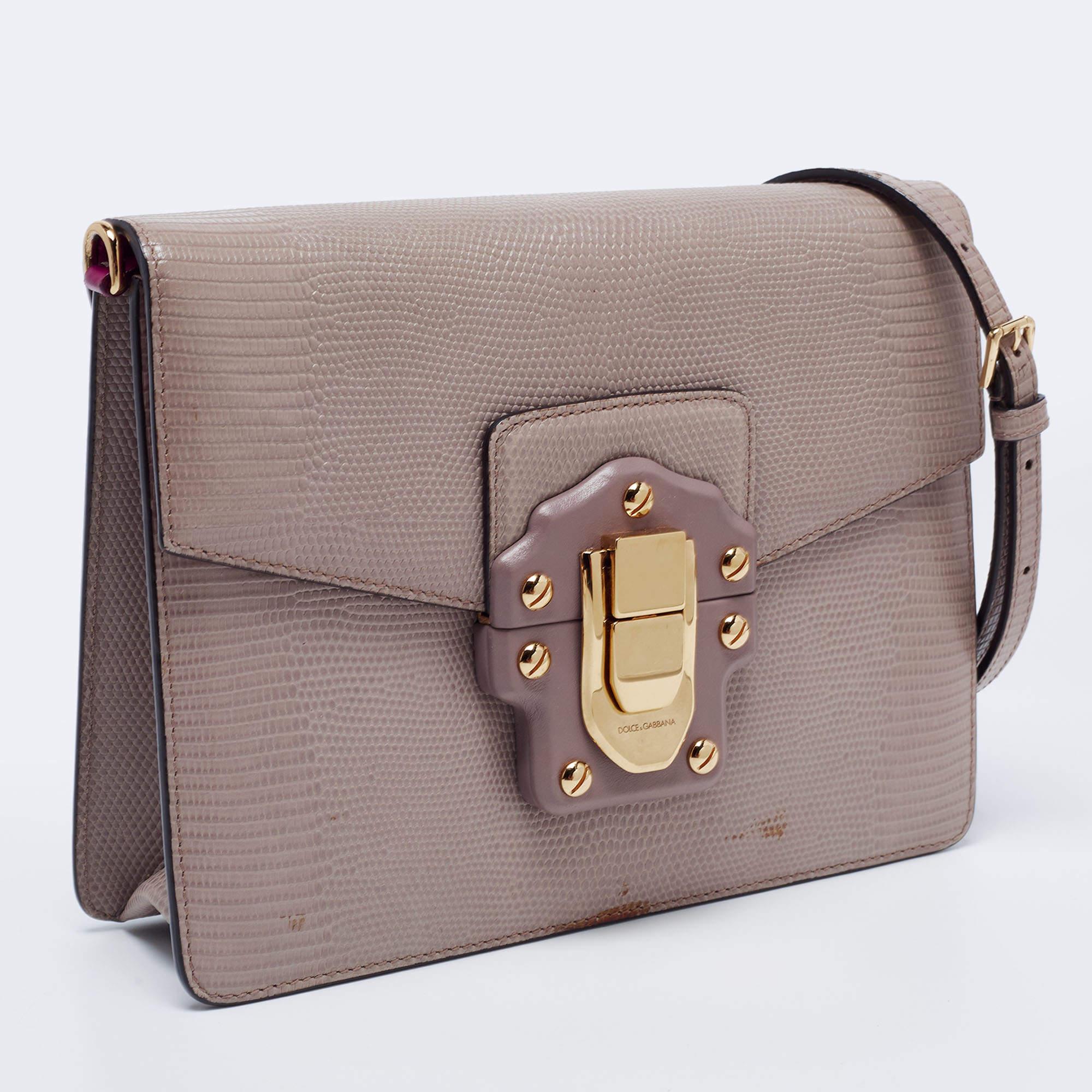 Women's Dolce & Gabbana Grey Embossed Lucia Shoulder Bag