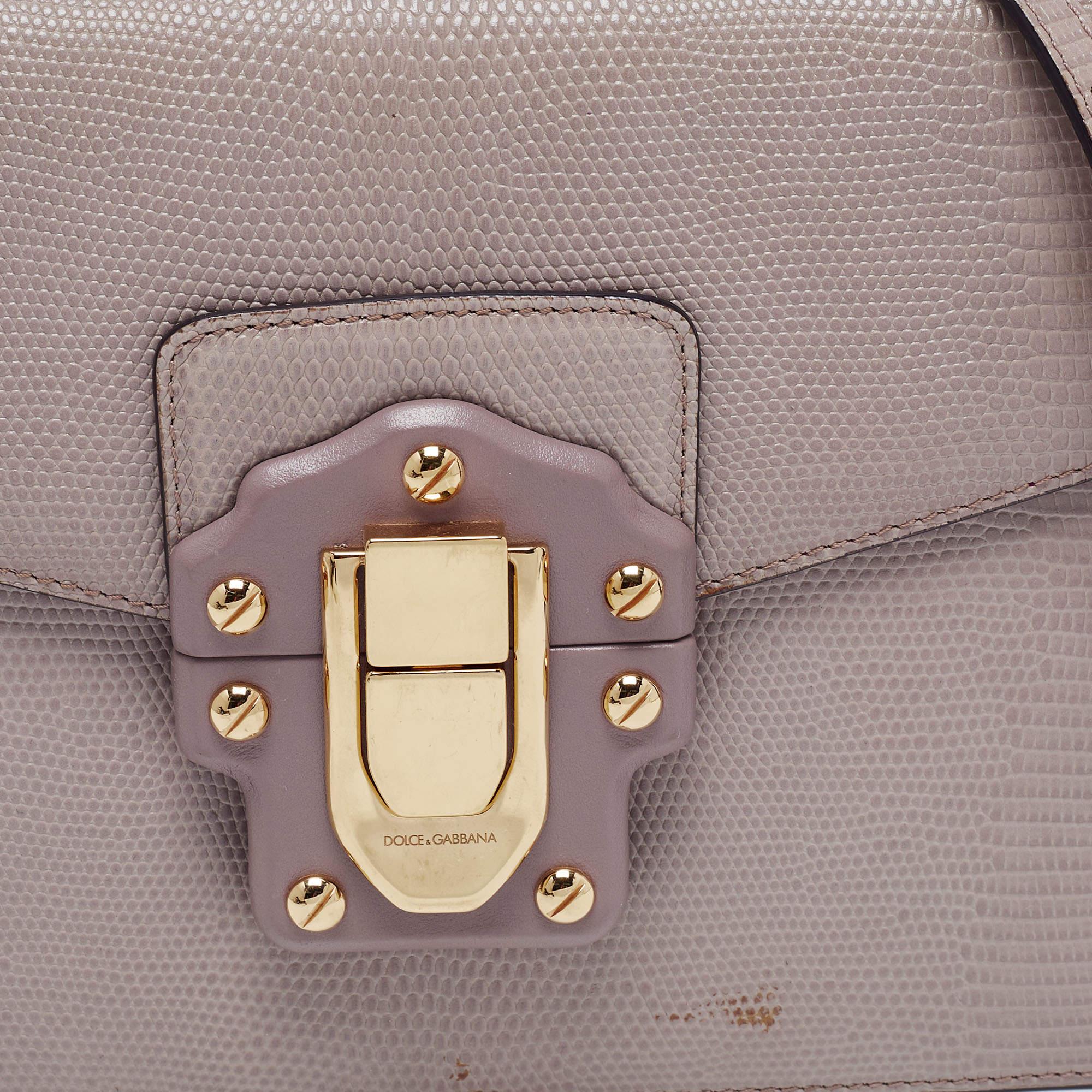 Dolce & Gabbana Grey Embossed Lucia Shoulder Bag 2