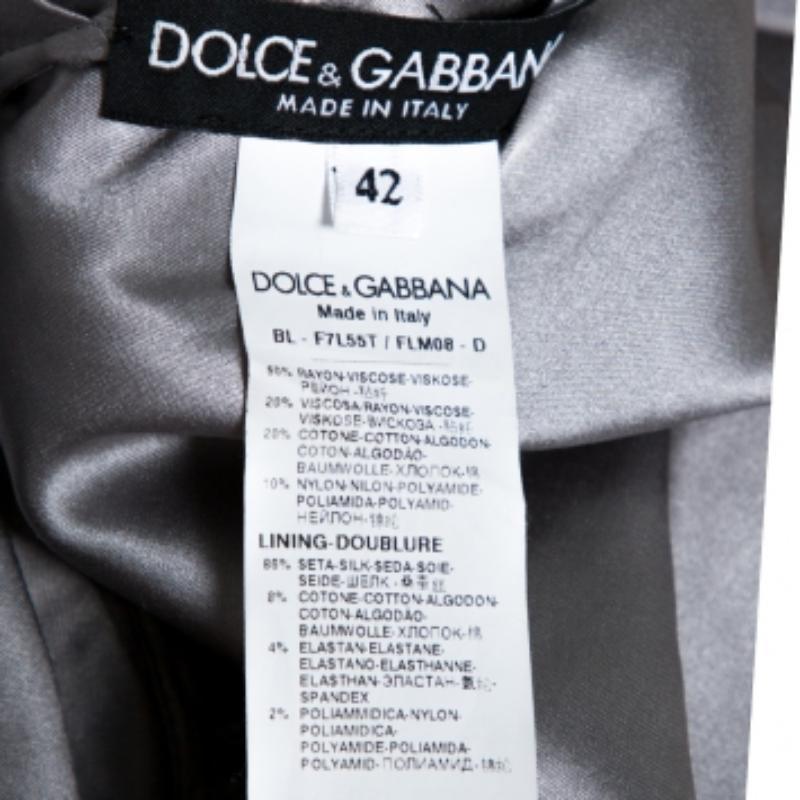 De las mujeres Dolce & Gabbana Grey Floral Corded Lace Three Quarter Sleeve Top M en venta