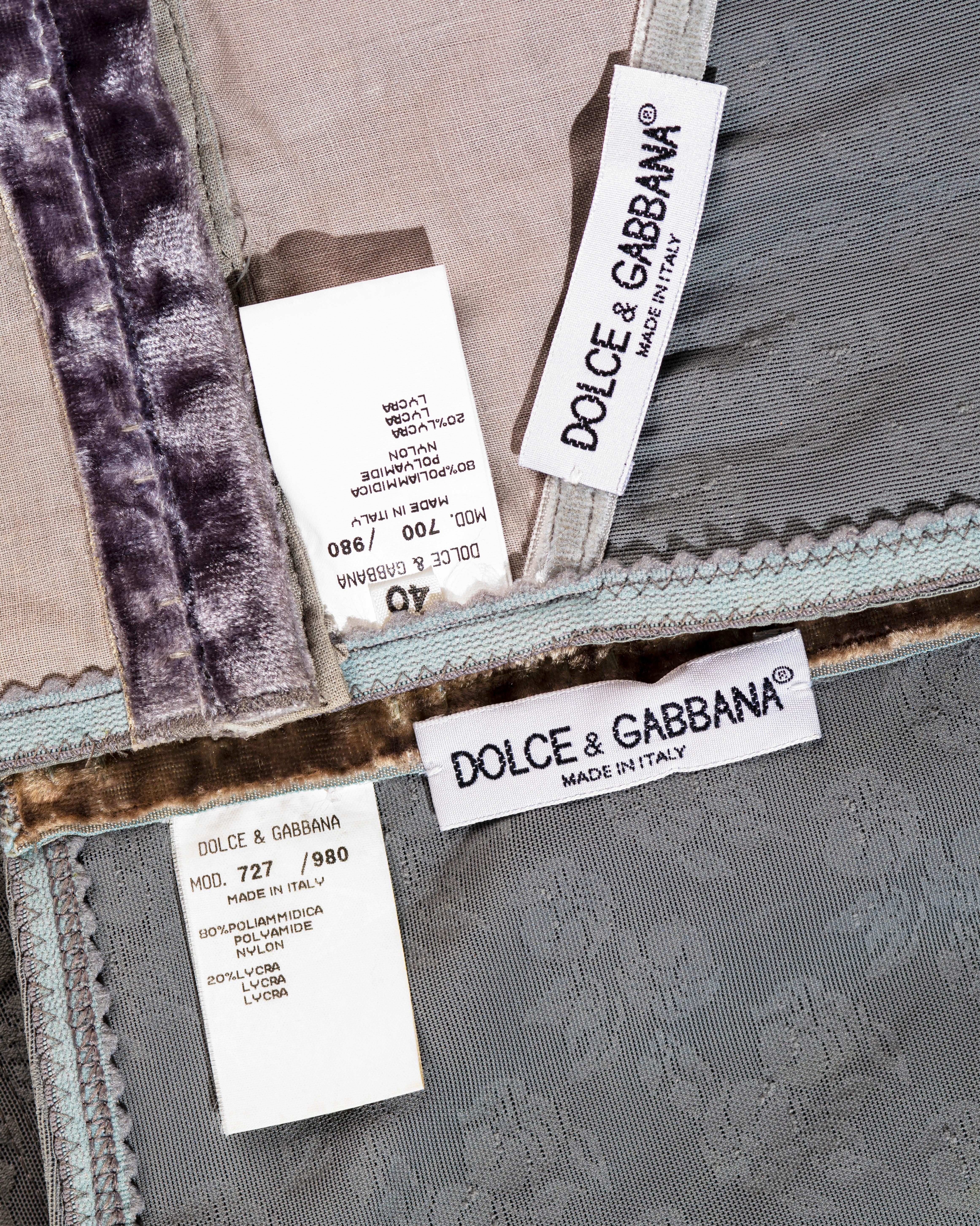 Dolce & Gabbana grey floral jacquard mesh corset and pants set, c. 1996-1998 3