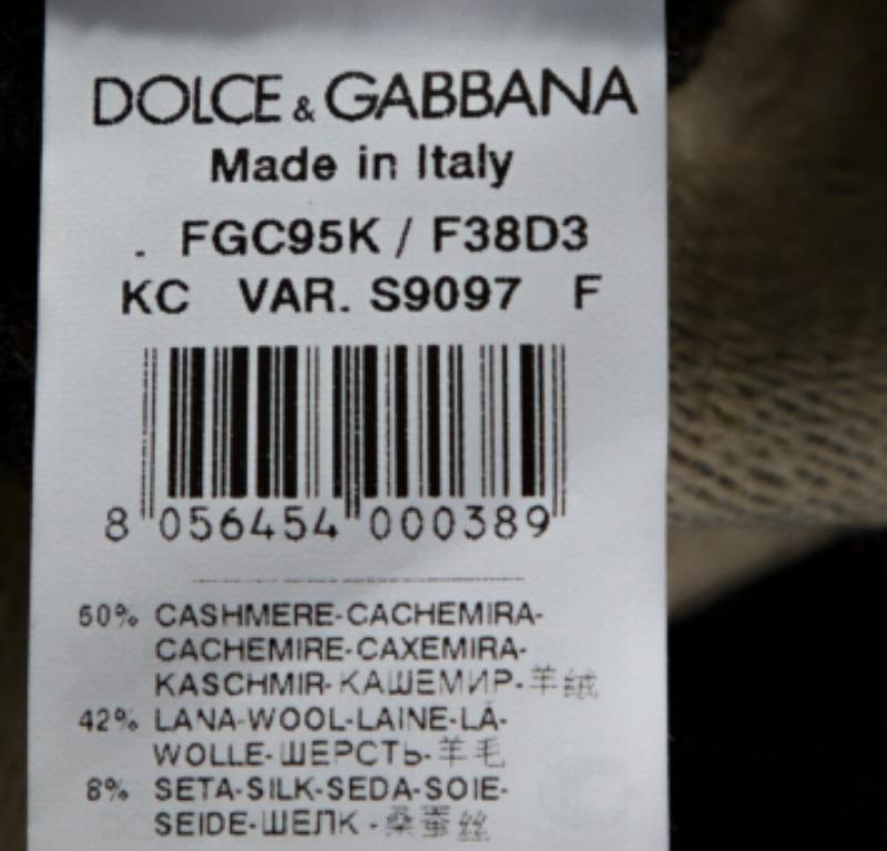 Dolce & Gabbana Grau Floral Jacquard getäfelte Wolle Strickjacke S (Schwarz) im Angebot