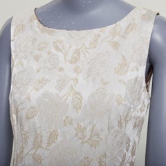 DOLCE GABBANA grey gold floral lurex jacquard bateau neck sheath dress IT42 M