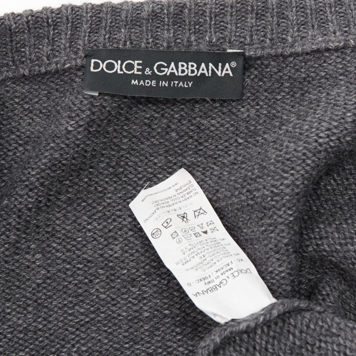 DOLCE GABBANA grey gold Sicily baroque heart ribbon charm pin cardigan  IT36 XXS For Sale 3