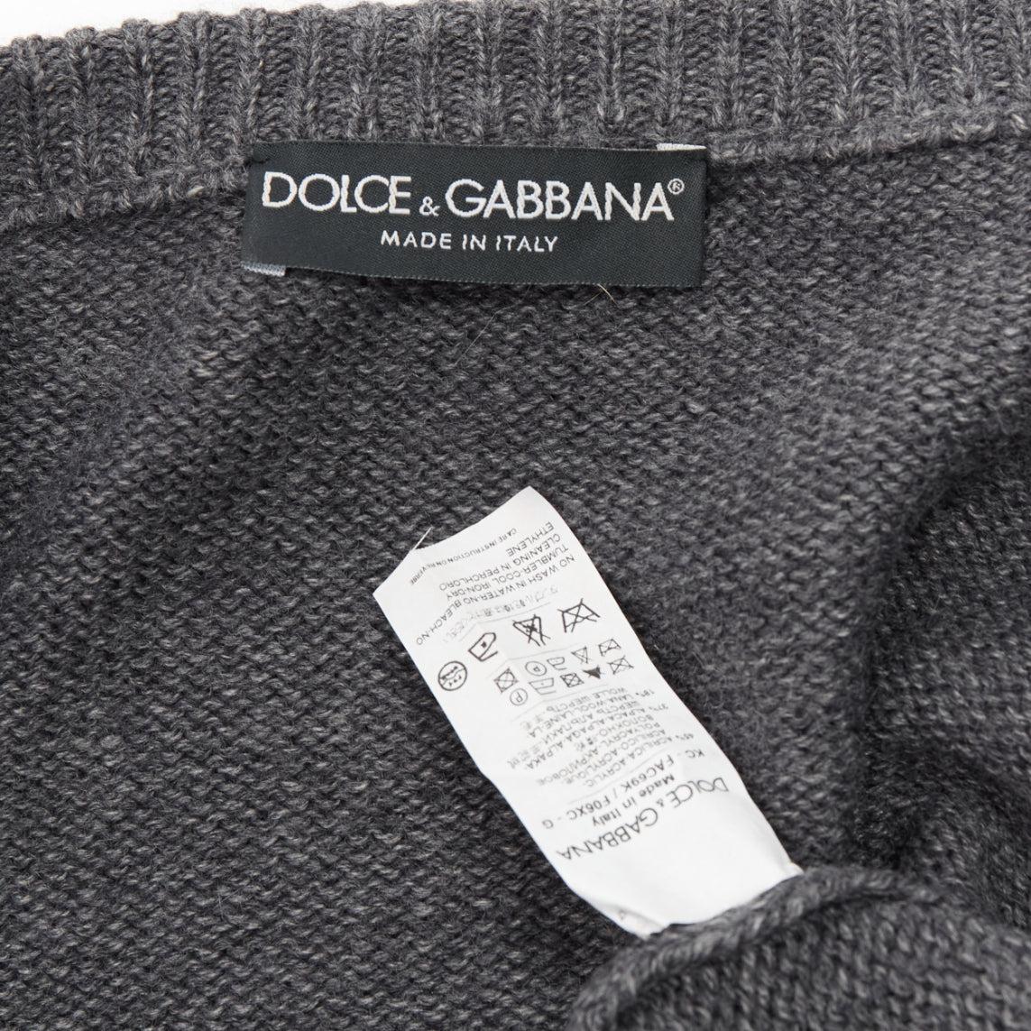 DOLCE GABBANA grey gold Sicily baroque heart ribbon charm pin cardigan  IT36 XXS For Sale 4