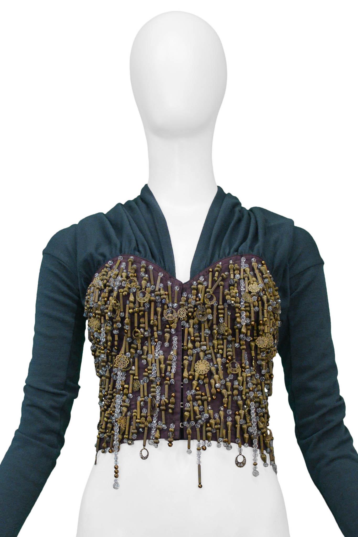 DOLCE & Gabbana Grey-Green Beaded Knit Jacket In Excellent Condition In Los Angeles, CA